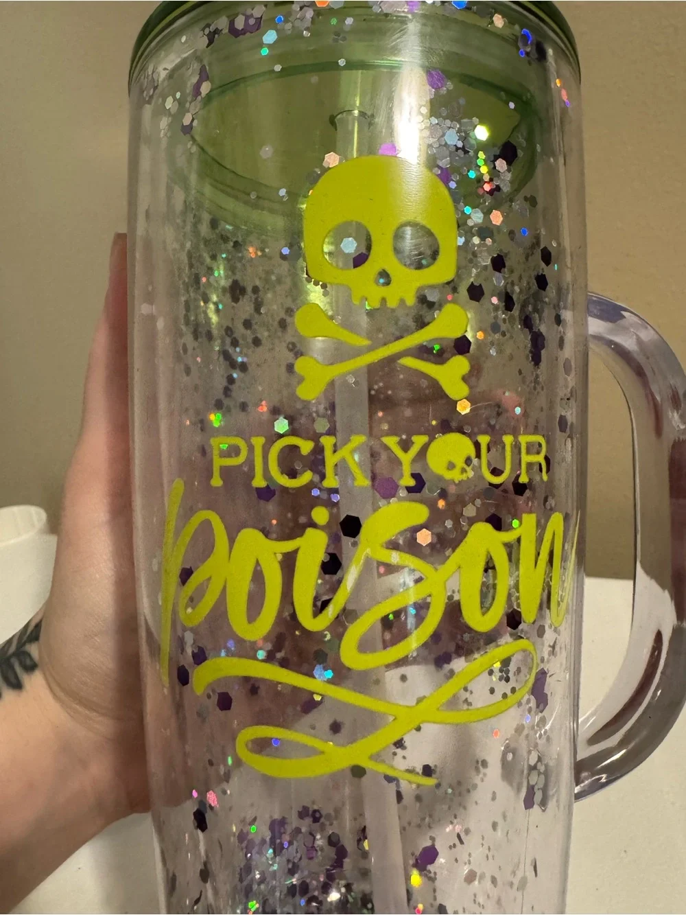 Halloween “Pick Your Poison” Sequin Plastic Tumbler
